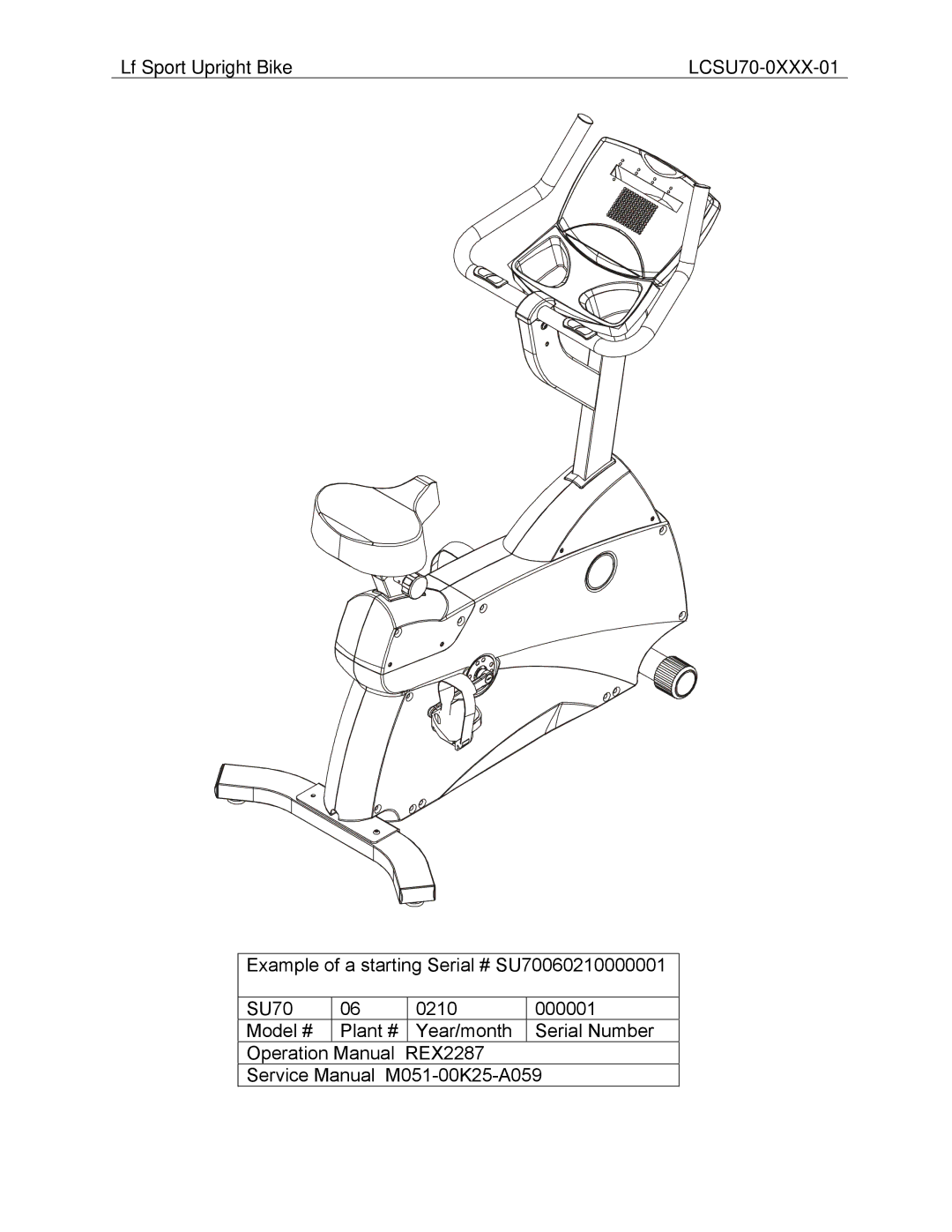 Life Fitness LCSU70-0XXX-01 operation manual 