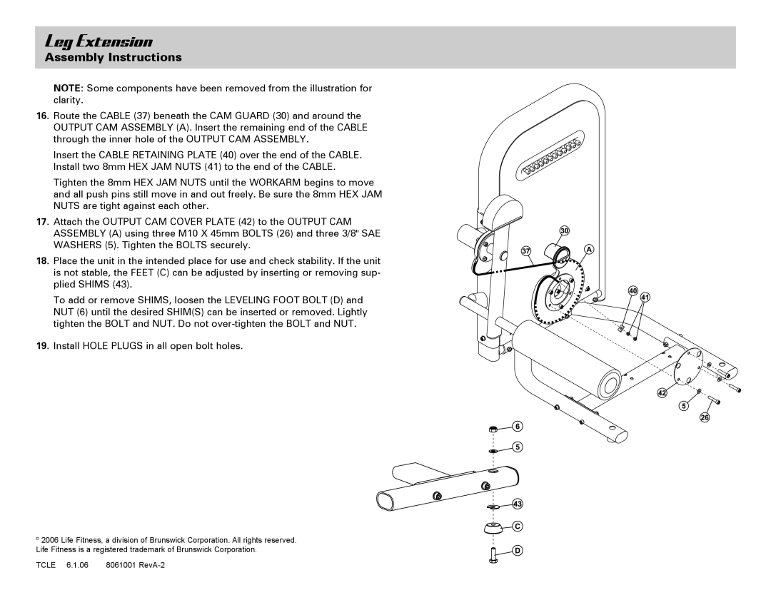 Life Fitness Leg Extension manual RevA-2 