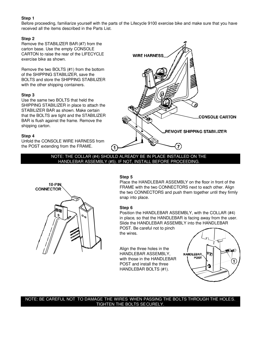 Life Fitness Lifecycle 9100 installation instructions Step, Handlebar Assembly #5. if NOT, Install Before Proceeding 