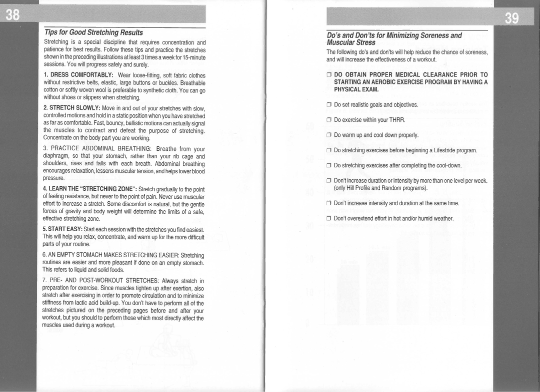 Life Fitness Lifestride 5500 Practice Abdominal Breathing Breathe from your, Pressure, Do warm up and cool down properly 