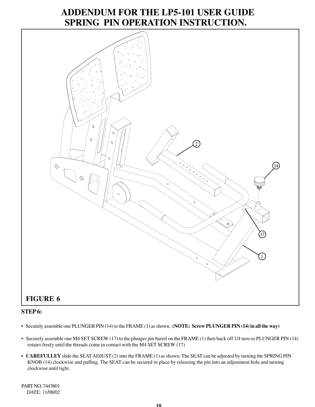 Life Fitness LP5-101 manual Step 