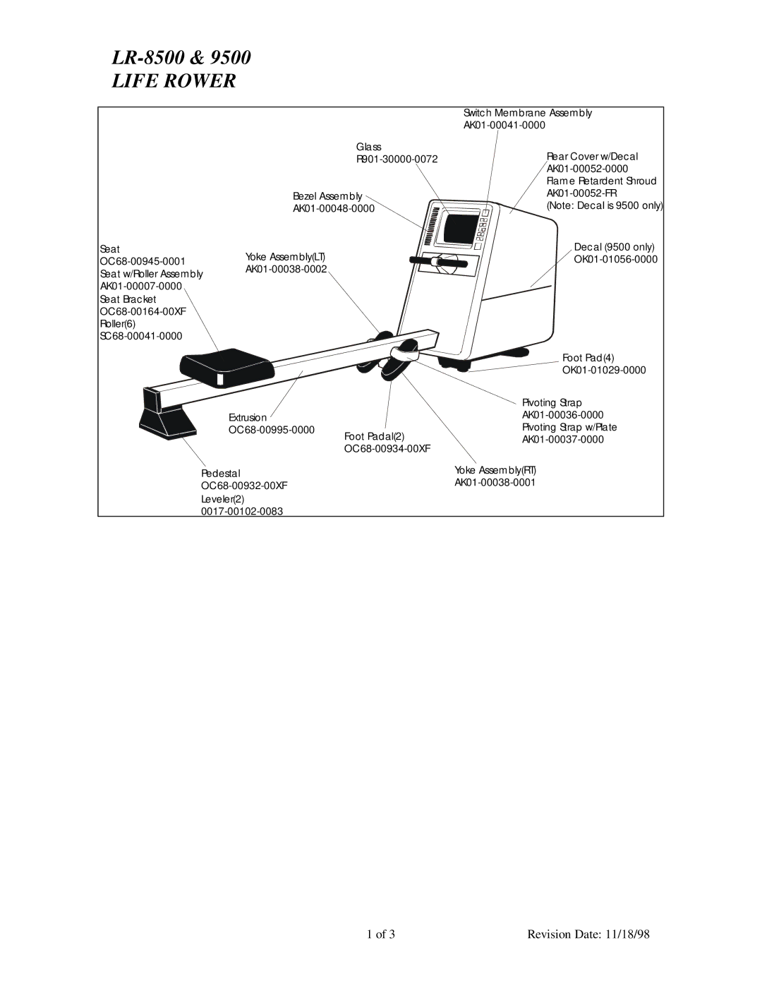 Life Fitness LR8500, LR9500 manual Life Rower 