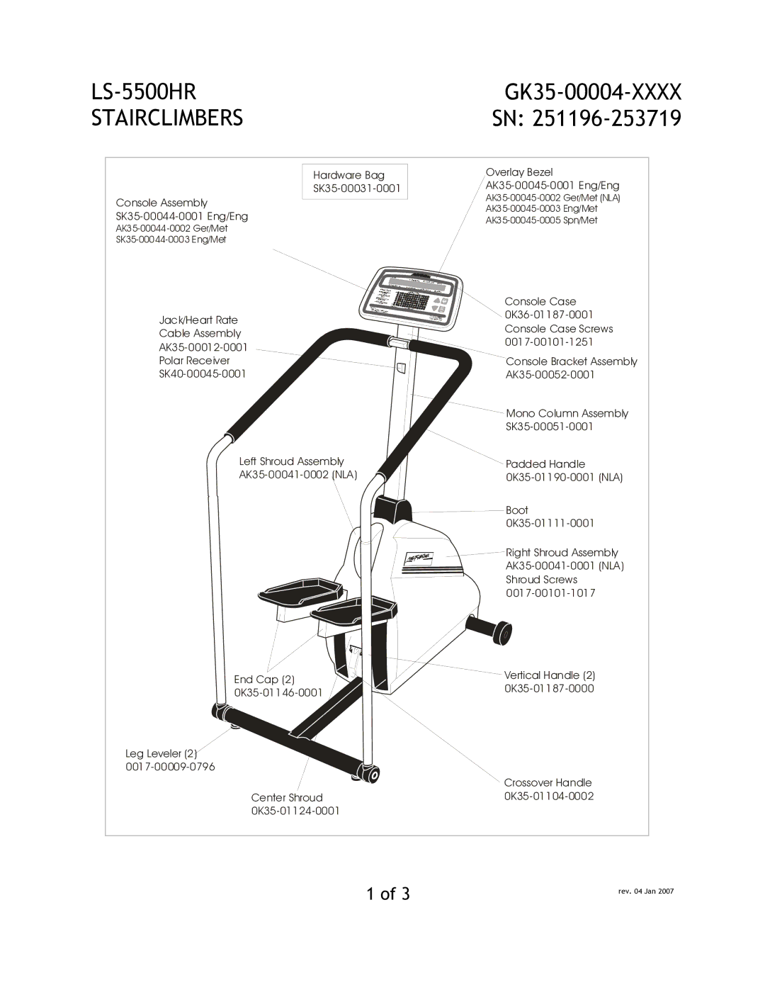 Life Fitness LS-5500HR manual Stairclimbers 