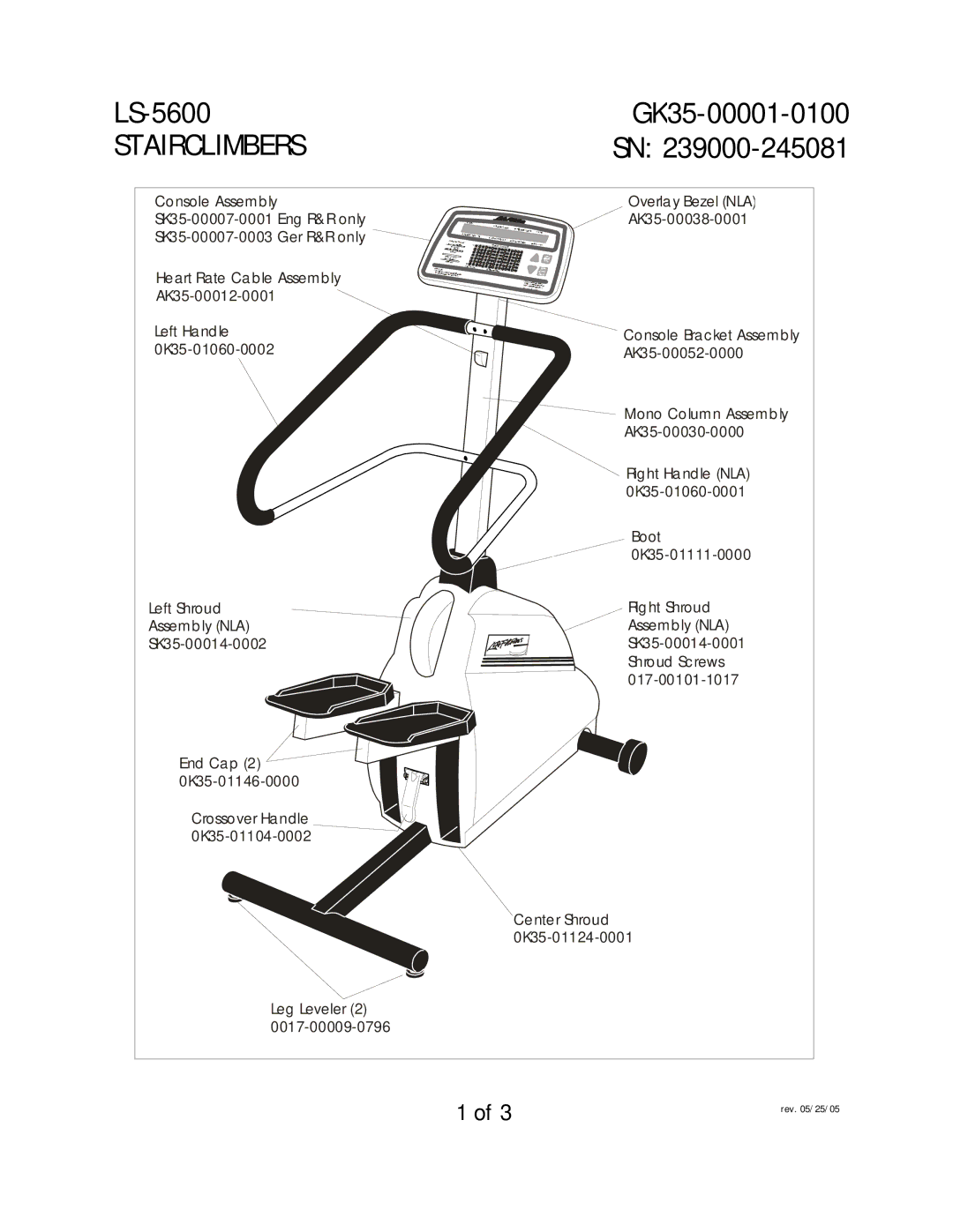 Life Fitness LS-5600 manual Stairclimbers 