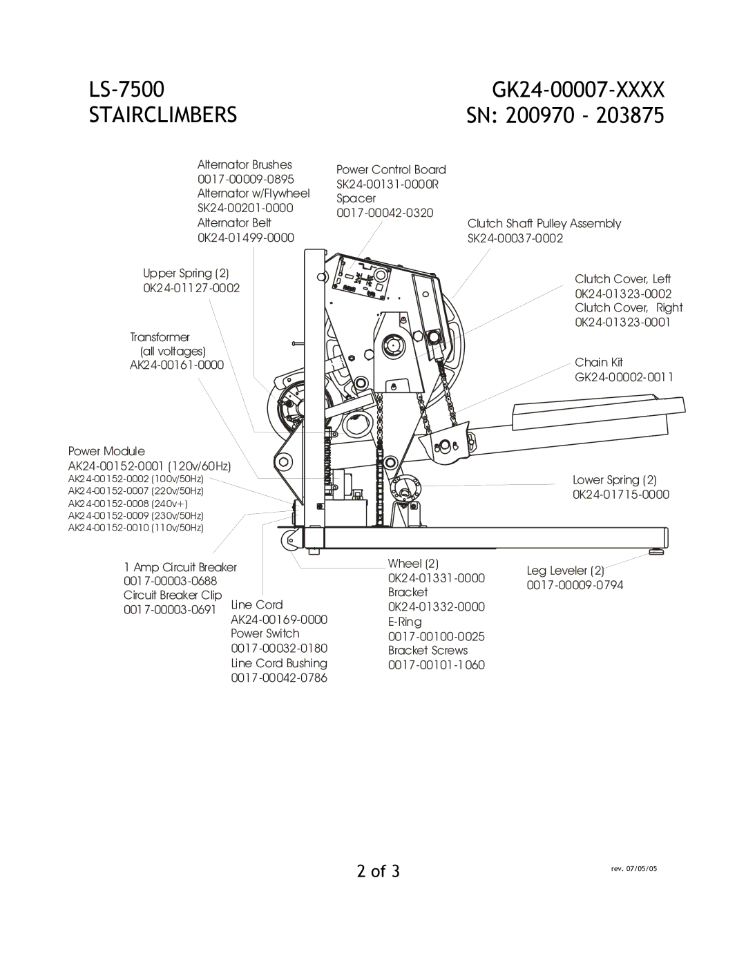 Life Fitness LS-7500 manual GK24-00007-XXXX SN 200970 