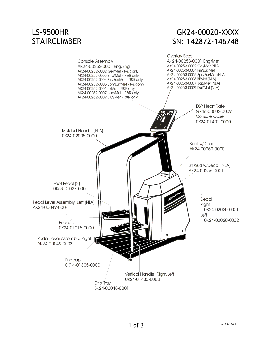 Life Fitness LS-9500HR manual Stairclimber 