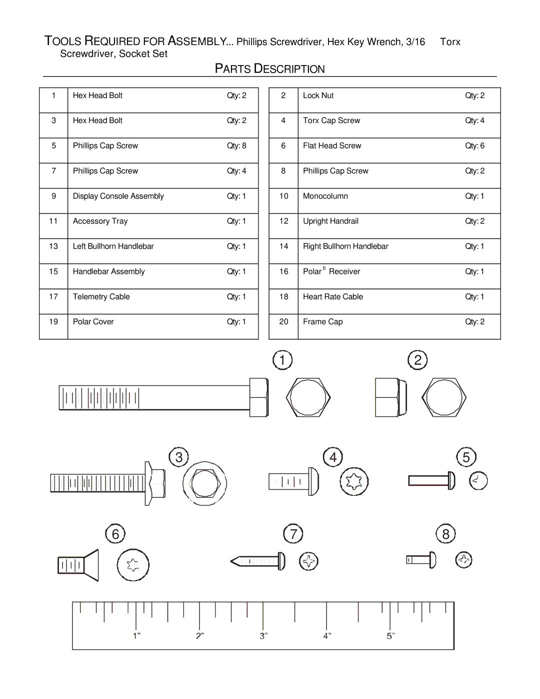 Life Fitness LS8500 manual Parts Description 