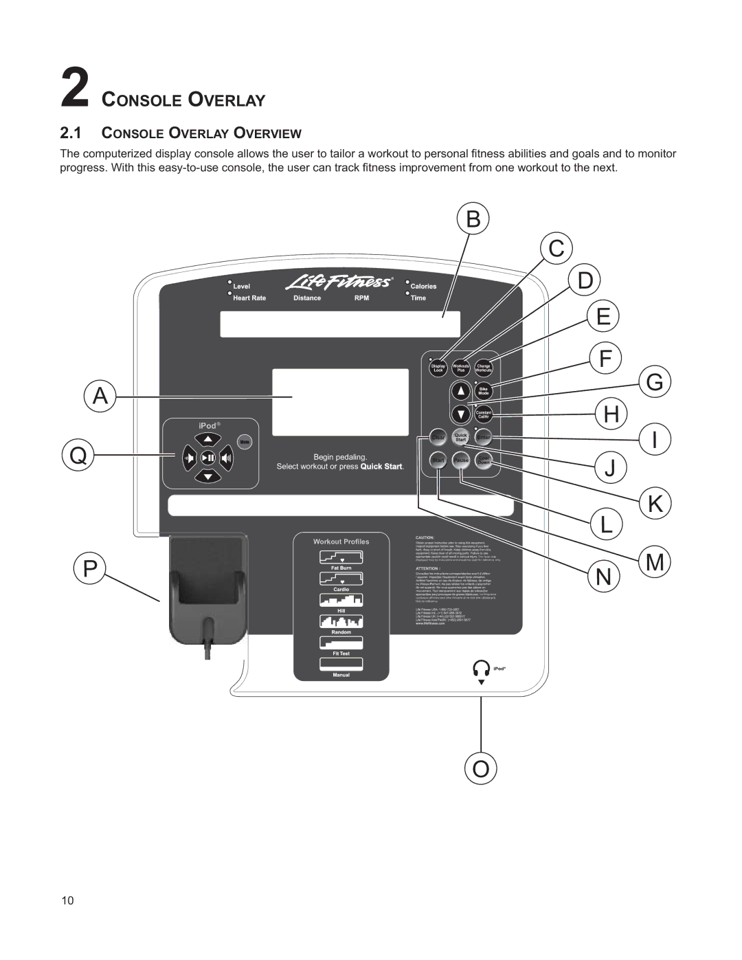 Life Fitness M051-00K39-A196 operation manual Console Overlay Overview 