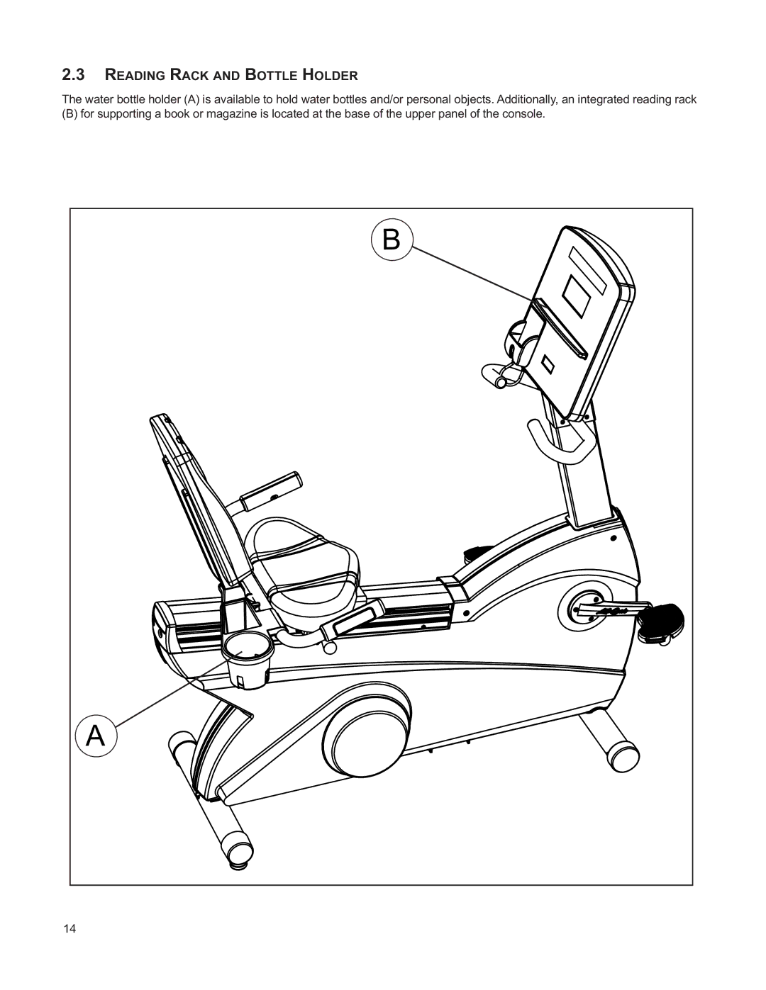 Life Fitness M051-00K39-A196 operation manual Reading Rack and Bottle Holder 