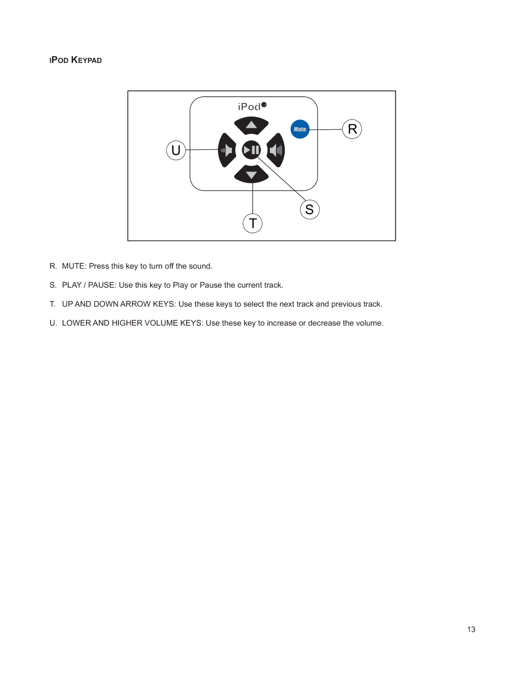 Life Fitness M051-00K39-A196 operation manual Ipod Keypad 