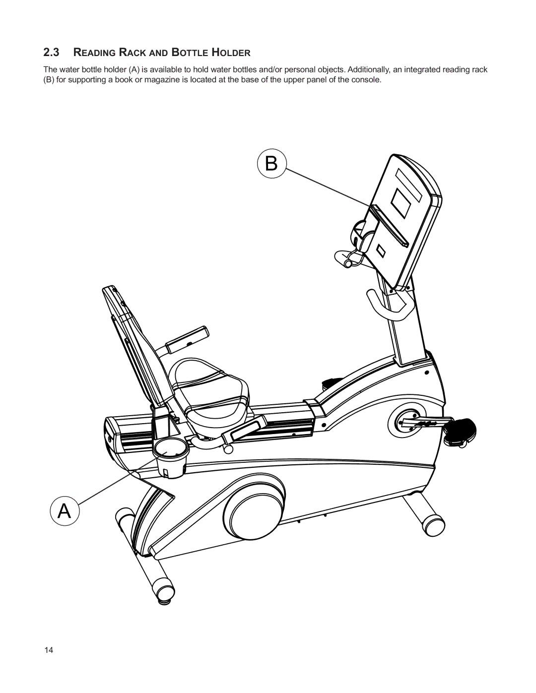 Life Fitness M051-00K39-A196 operation manual Reading Rack and Bottle Holder 