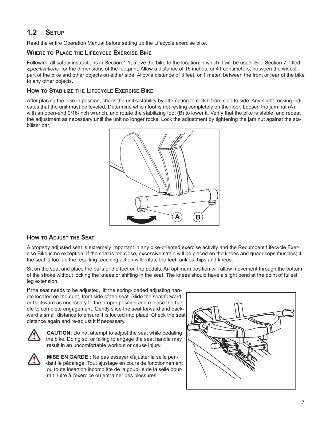 Life Fitness M051-00K39-A196 operation manual Setup 