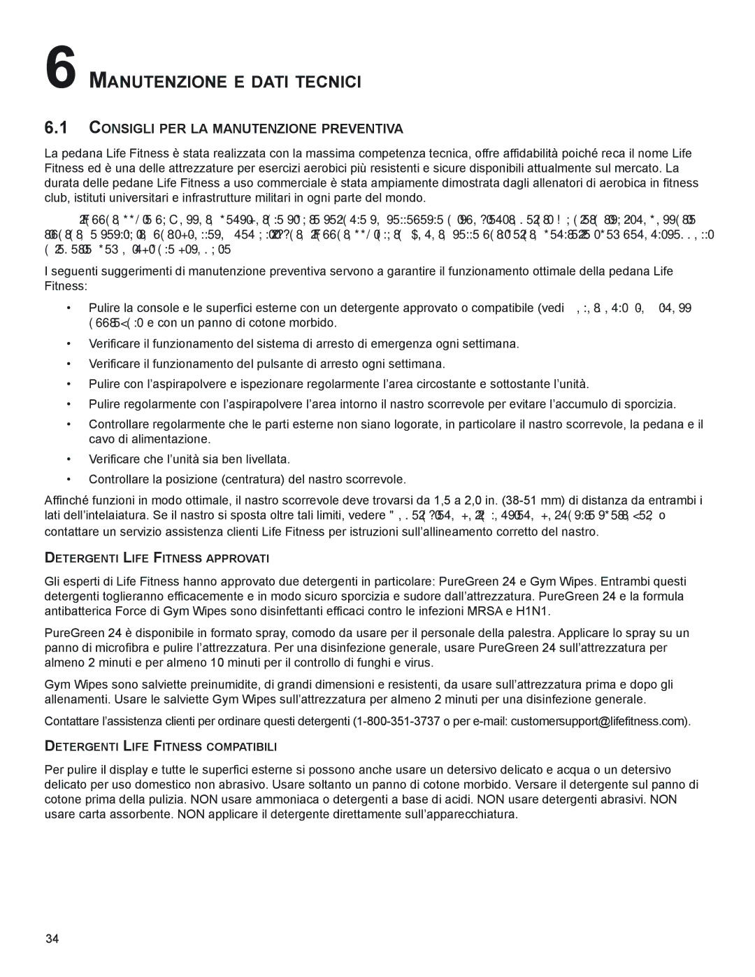 Life Fitness M051-00K58-A383 manual MAnUTenZIOne e dATI TecnIcI, COnSIGLI Per LA mAnUTenZIOne PreVenTIVA 