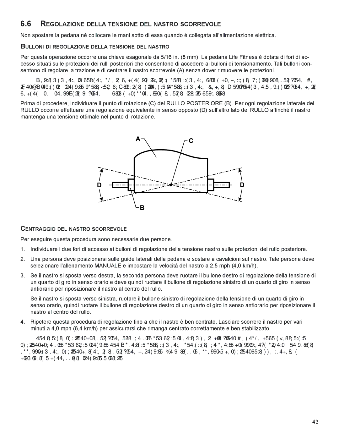 Life Fitness M051-00K58-A383 manual ReGOLAZIOne deLLA TenSIOne deL nASTrO ScOrreVOLe 