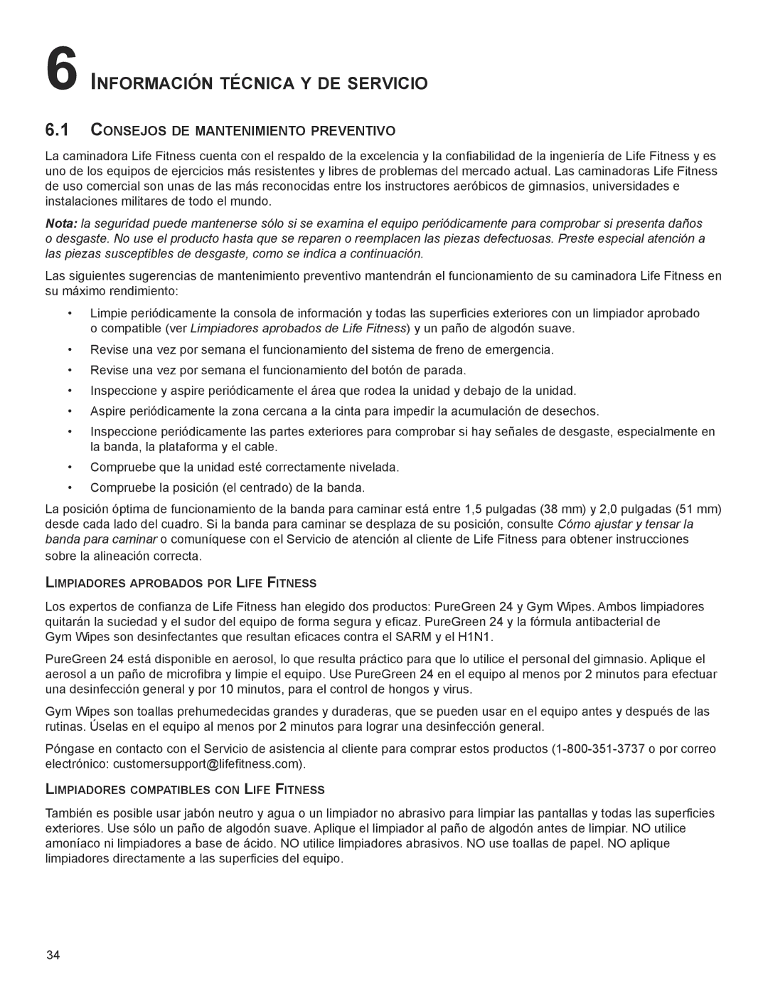 Life Fitness M051-00K58-A385 manual InFoRmACiÓn téCniCA y de SeRViCio, ­ ConSejoS de mAntenimiento PReVentiVo 