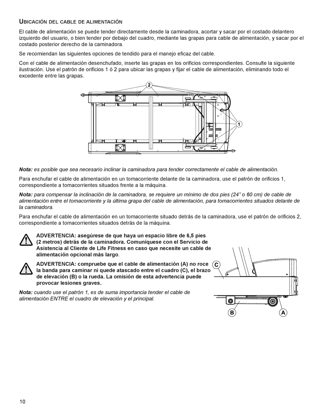 Life Fitness M051-00K58-A394 manual UBiCACiÓn deL CABLe de ALimentACiÓn 