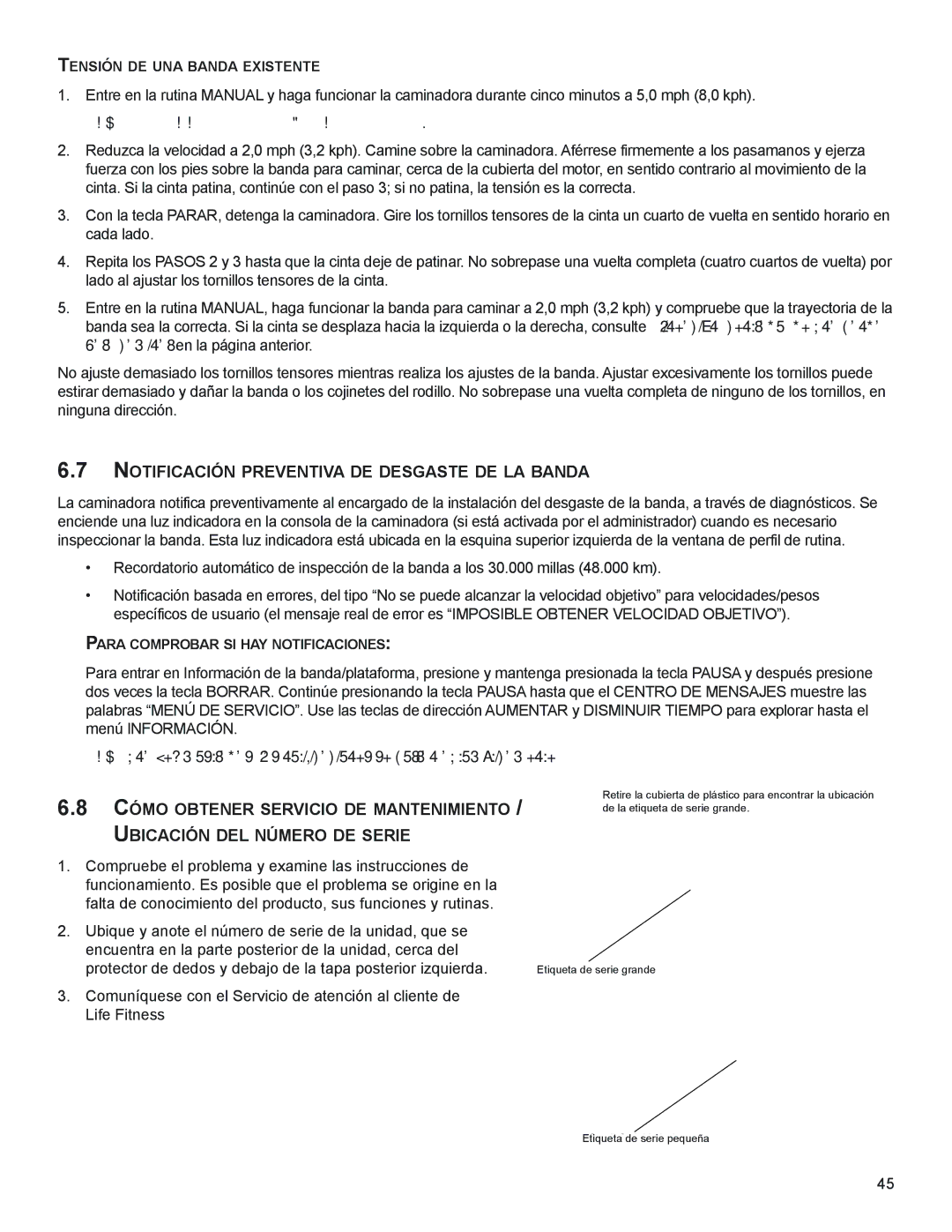 Life Fitness M051-00K58-A394 manual NotiFiCACiÓn PReVentiVA de deSgASte de LA BAndA 