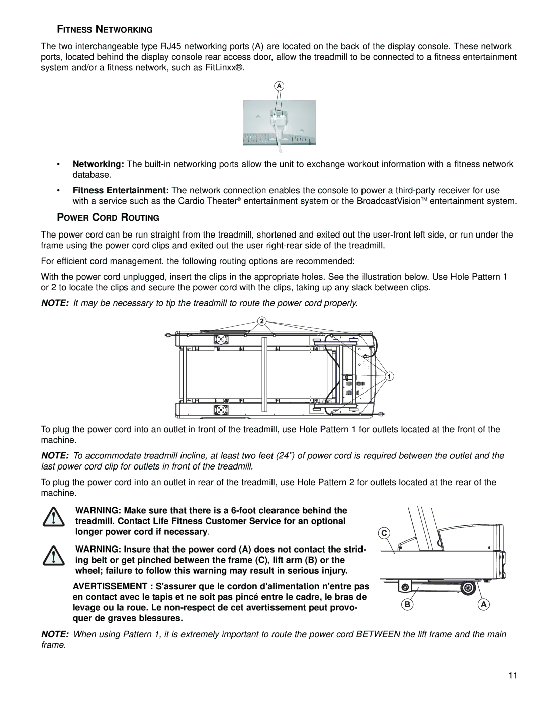 Life Fitness M051-00K58-C362 operation manual Fitness Networking, Power Cord Routing 