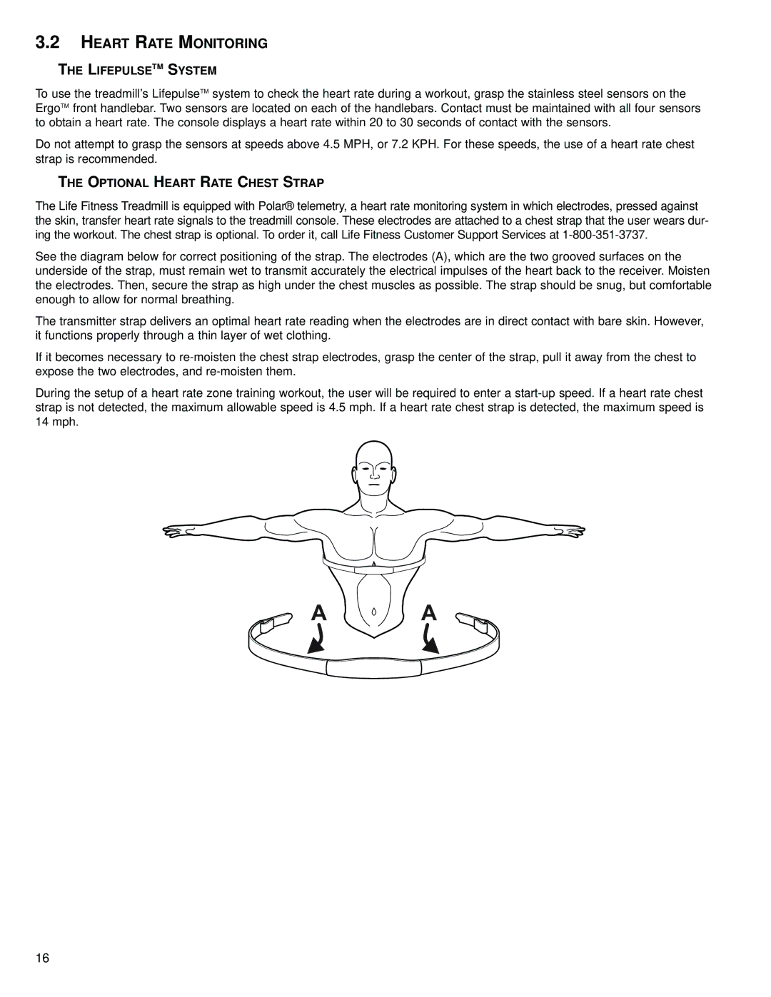 Life Fitness M051-00K58-C362 operation manual Heart Rate Monitoring, Lifepulsetm System, Optional Heart Rate Chest Strap 