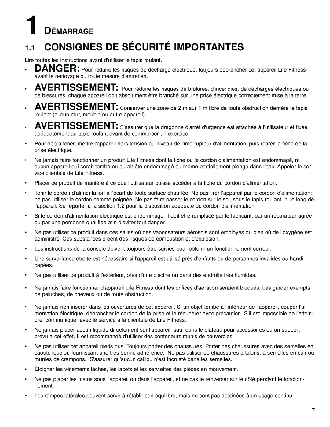 Life Fitness M051-00K58-C362 operation manual Consignes DE Sécurité Importantes, Démarrage 