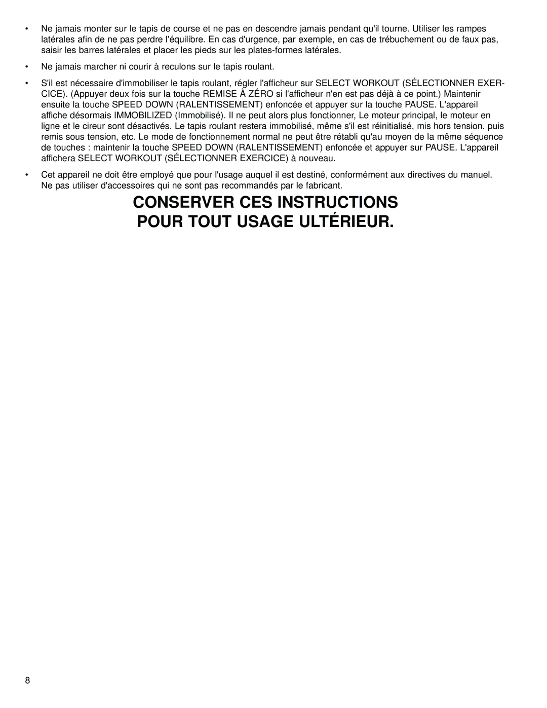 Life Fitness M051-00K58-C362 operation manual Conserver CES Instructions Pour Tout Usage Ultérieur 