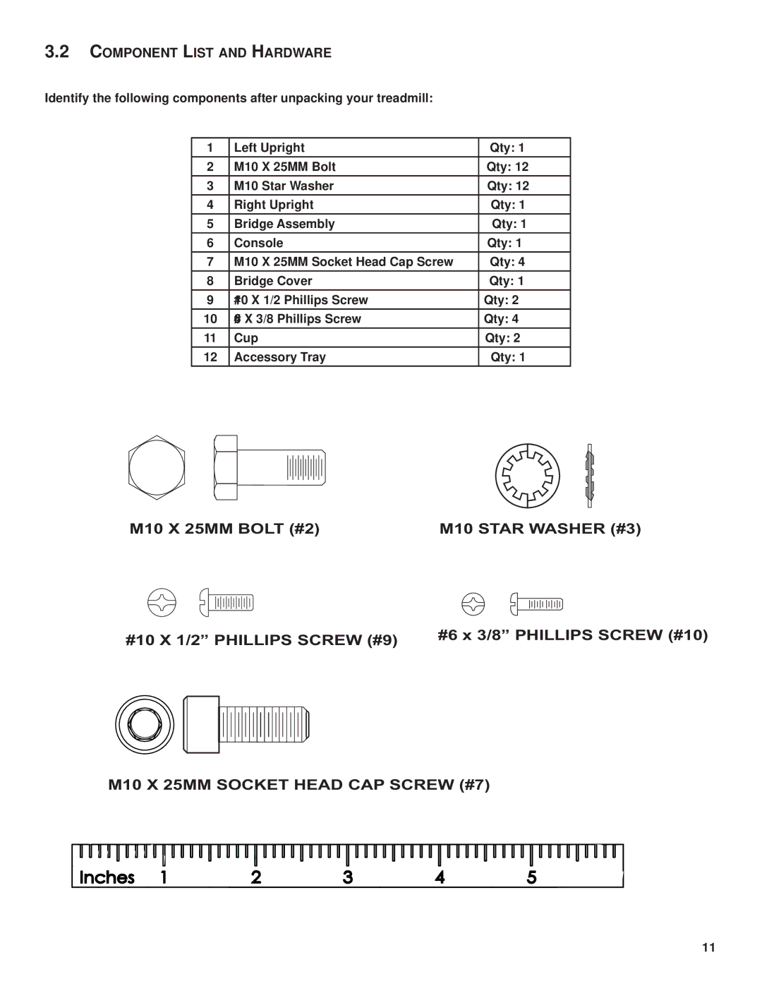 Life Fitness M051-00K59-0011 REV A owner manual Component List and Hardware 