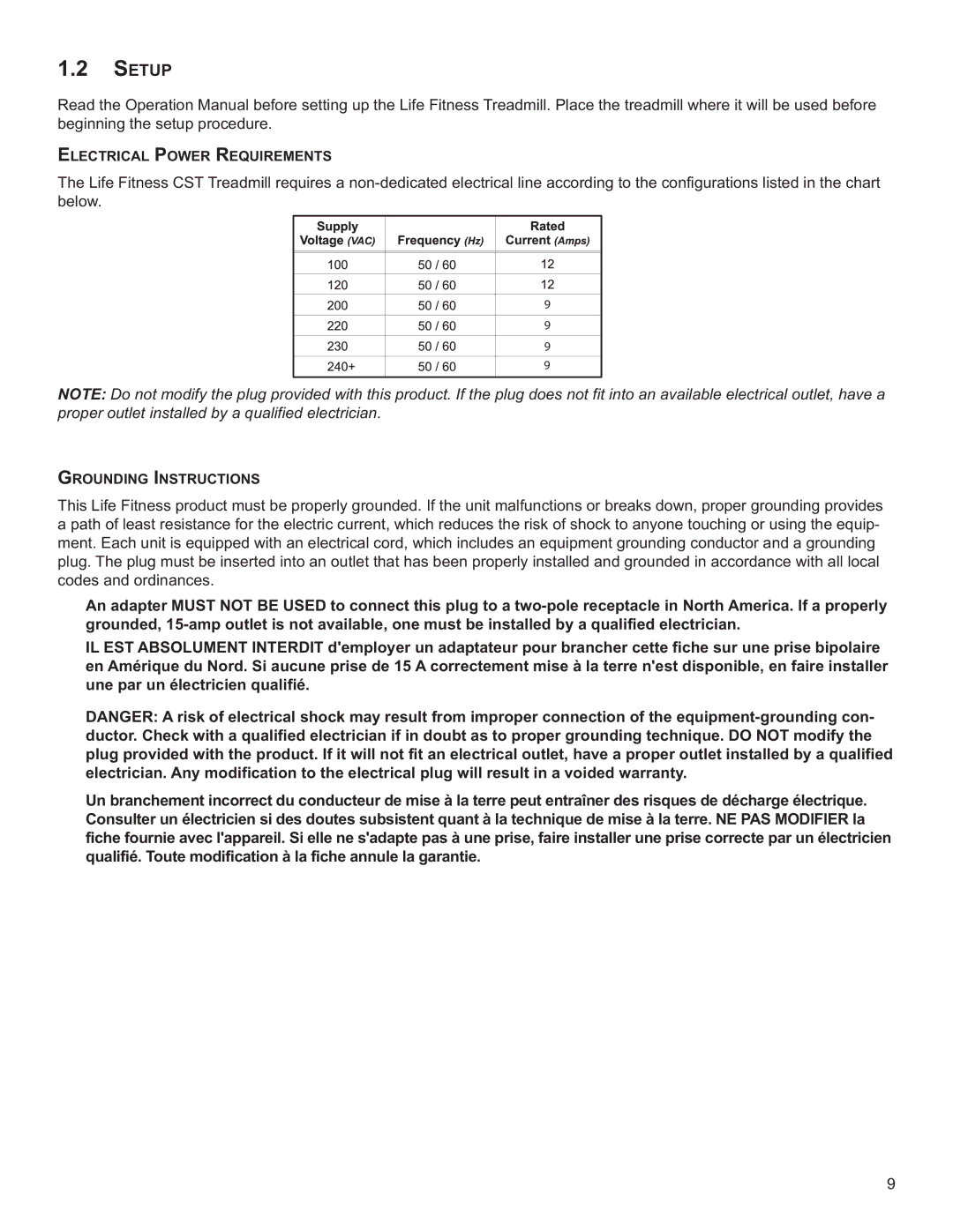 Life Fitness M051-00K60-B098 operation manual Setup 