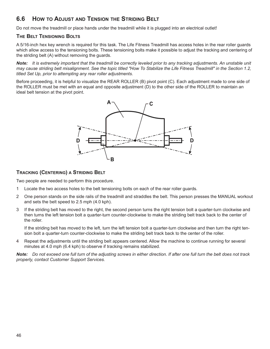 Life Fitness M051-00K60-B098 operation manual HOW to Adjust and Tension the Striding Belt 