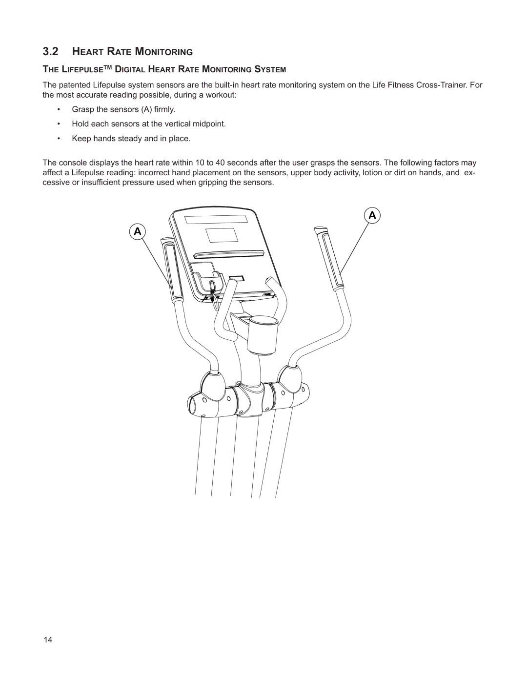 Life Fitness M051-00K61-A132 operation manual Heart Rate Monitoring 