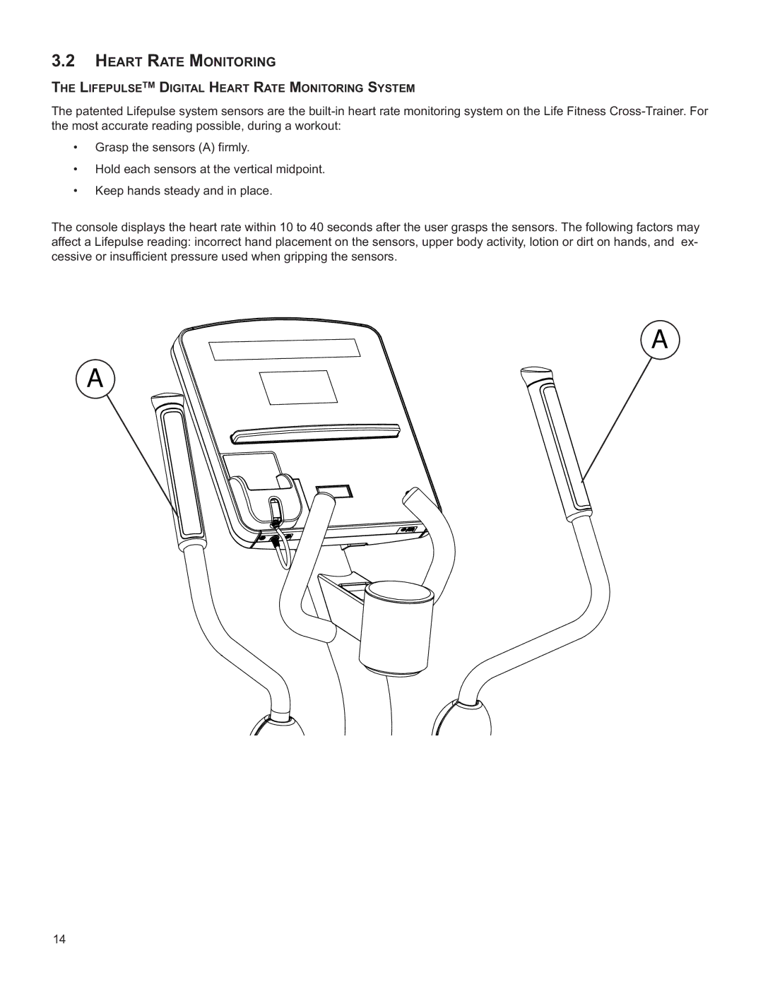 Life Fitness M051-00K61-A137 operation manual Heart Rate Monitoring 