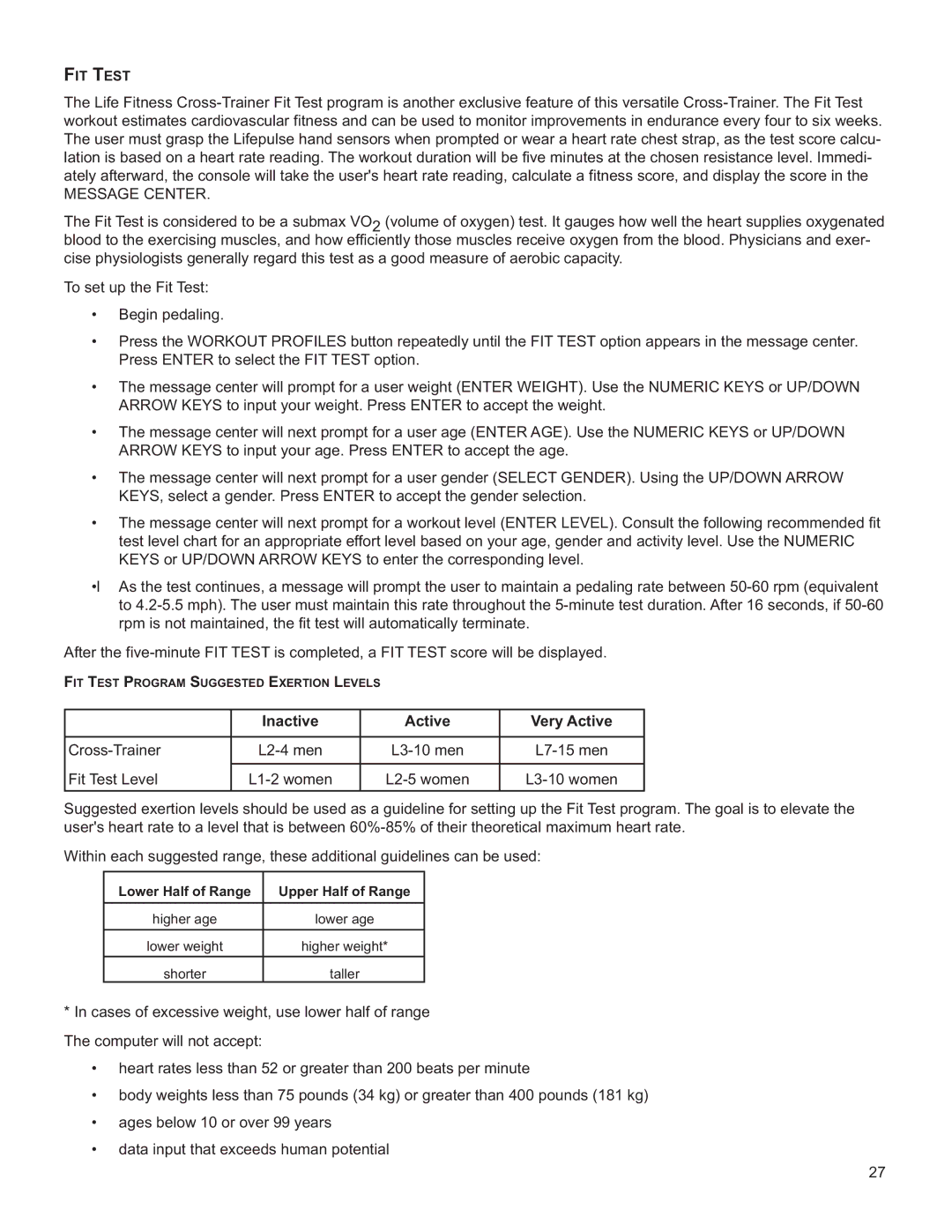 Life Fitness M051-00K61-A137 operation manual Message Center, Inactive Active Very Active 