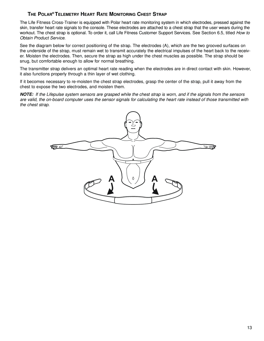 Life Fitness M051-00K61-B123 operation manual Polar Telemetry Heart Rate Monitoring Chest Strap 