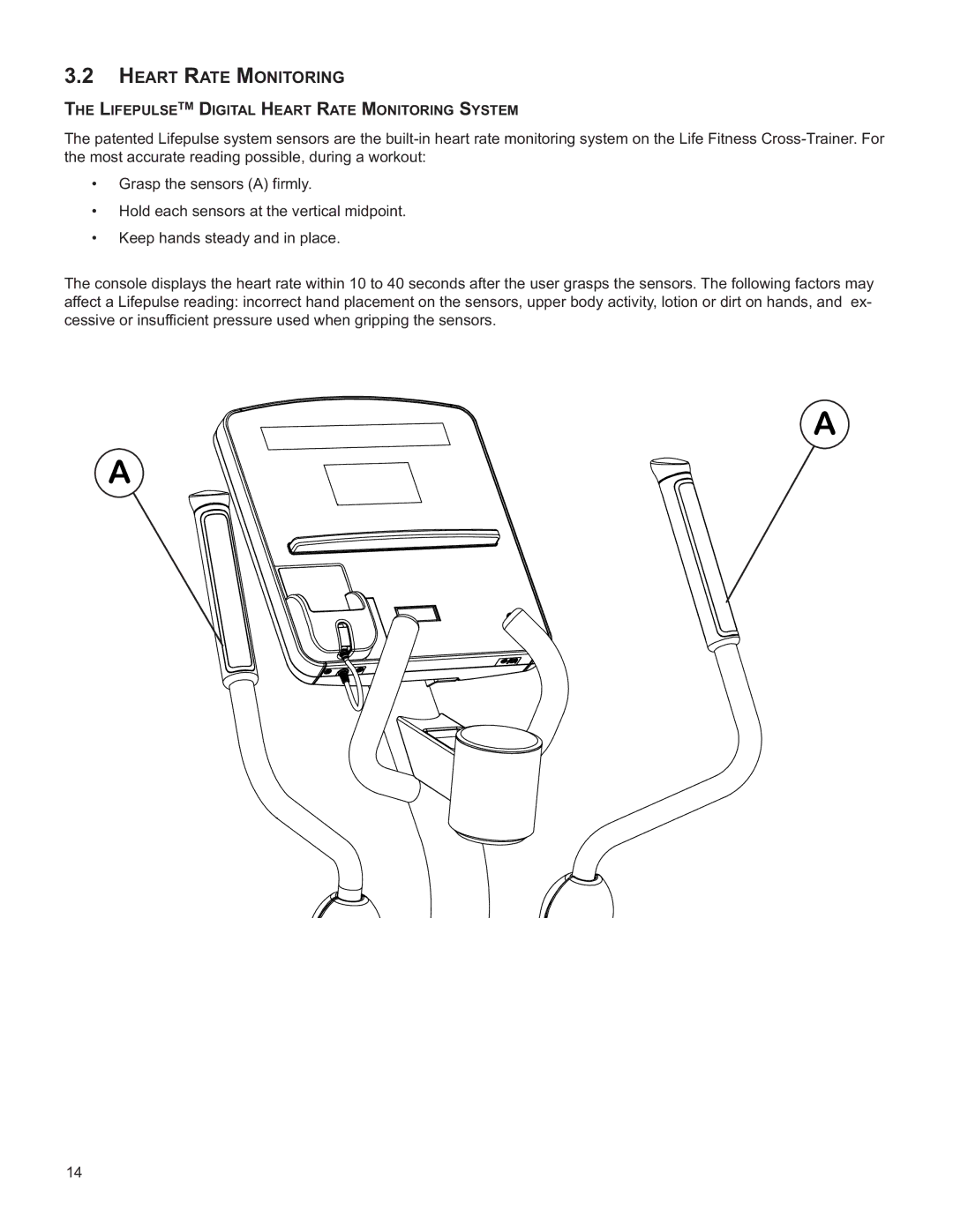 Life Fitness M051-00K61-B137 operation manual Heart Rate Monitoring 