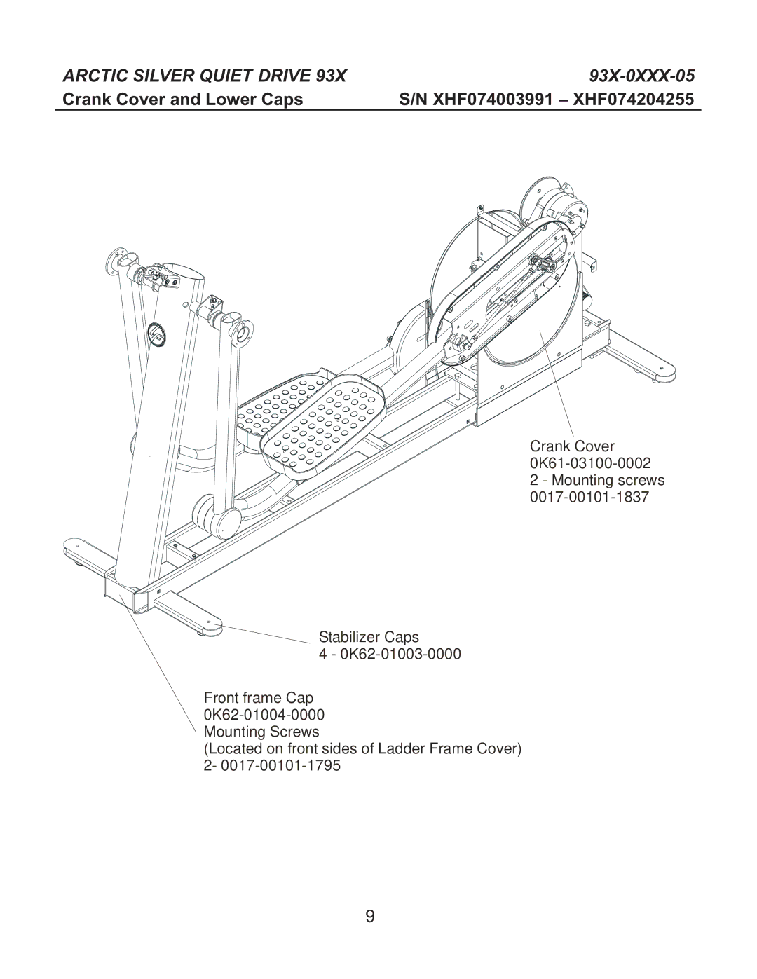 Life Fitness M051-00K62-A183, M051-00K62-A184, M051-00K62-A182, M051-00K62-A181 manual Crank Cover and Lower Caps 