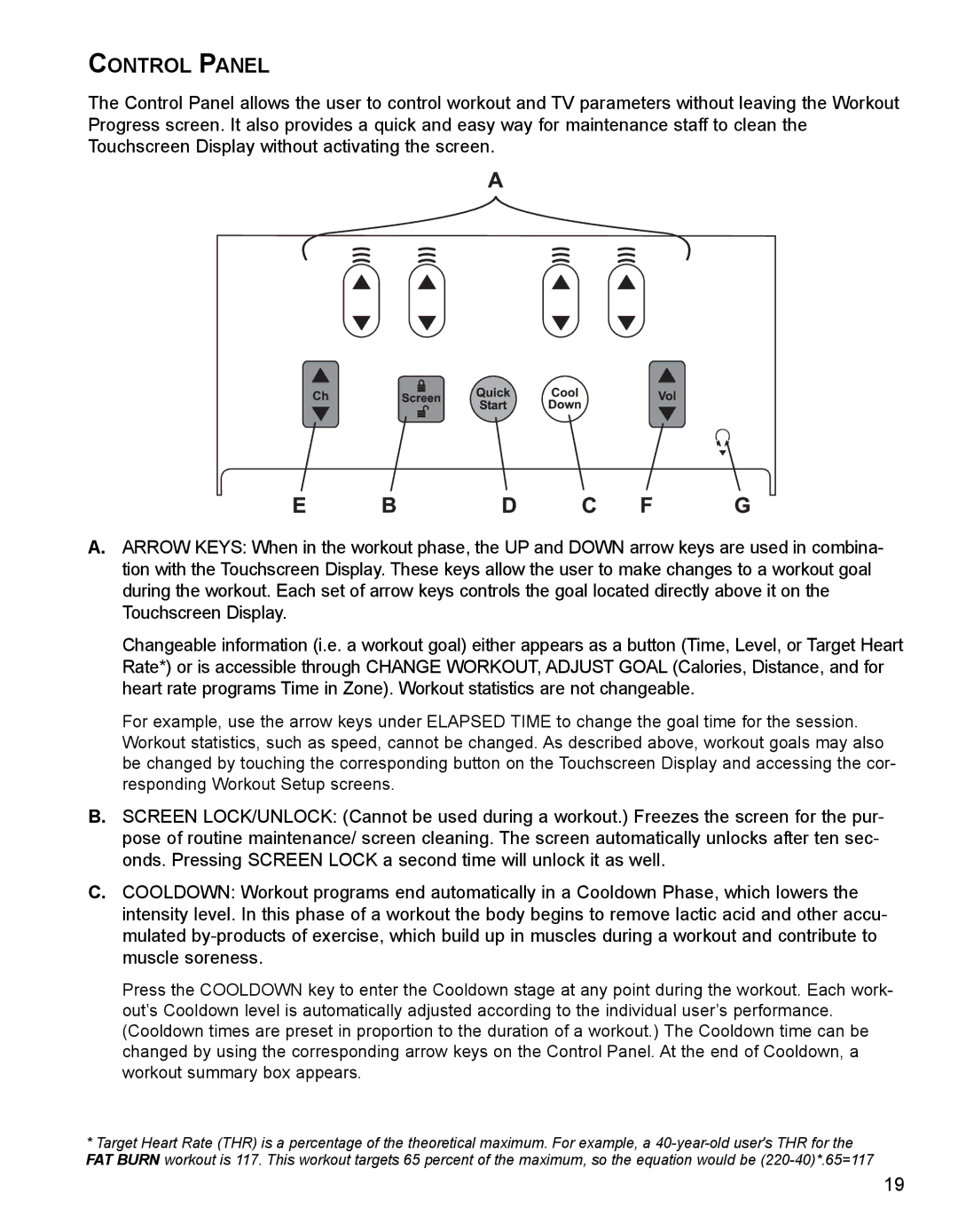 Life Fitness M051-00K62-B095 operation manual Control Panel 