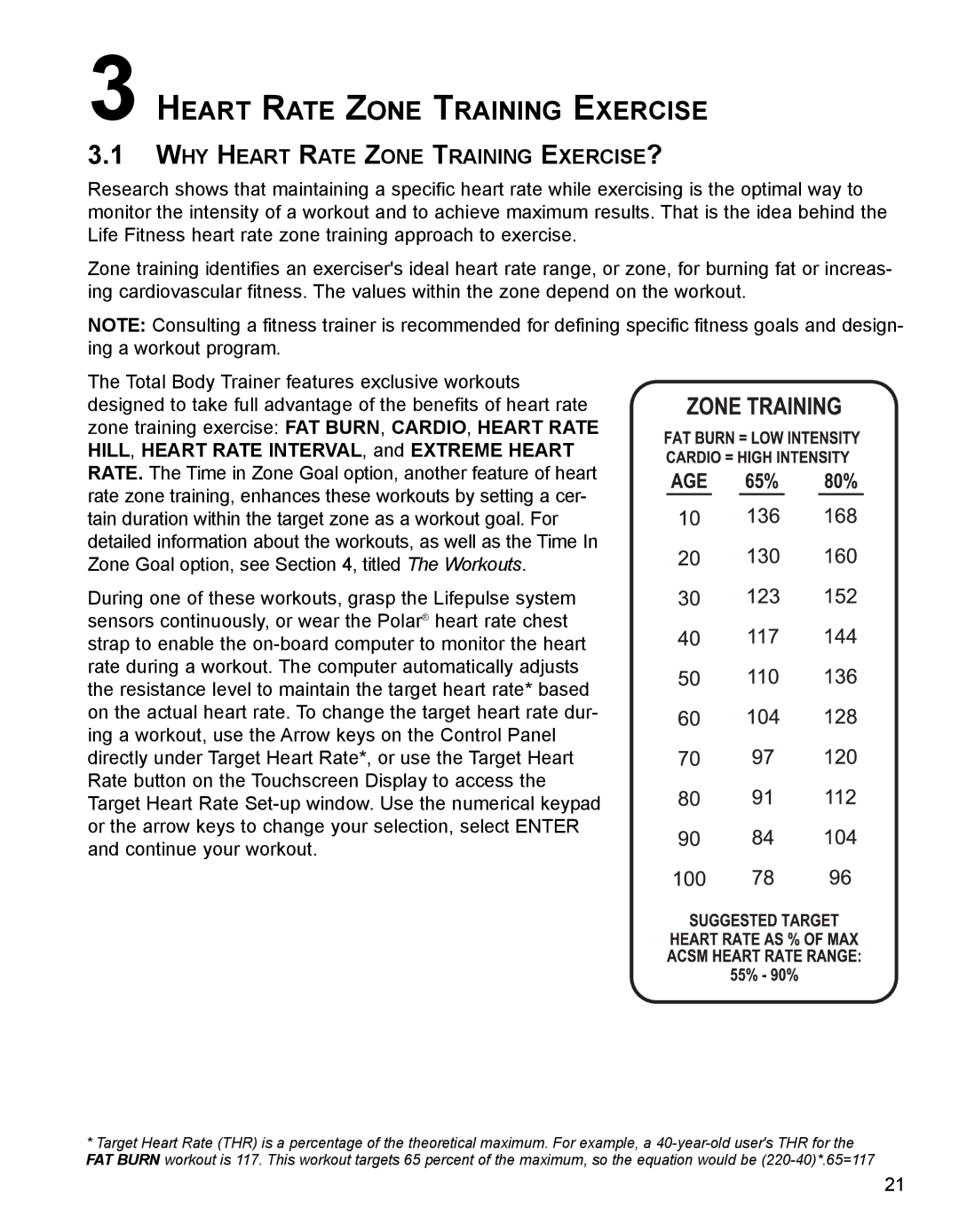 Life Fitness M051-00K62-B095 operation manual Heart Rate Zone Training Exercise, WHY Heart Rate Zone Training EXERCISE? 