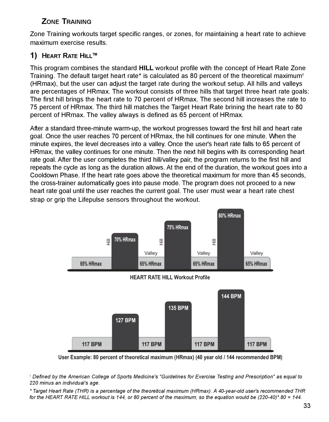Life Fitness M051-00K62-B095 operation manual Zone Training, 75% HRmax 