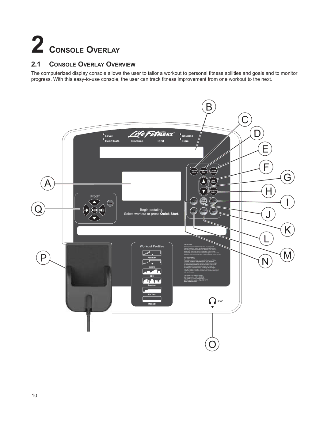 Life Fitness M051-00K63-A295 operation manual Console Overlay Overview 