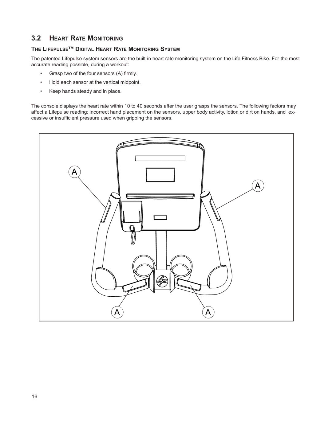 Life Fitness M051-00K63-A295 operation manual Heart Rate Monitoring 