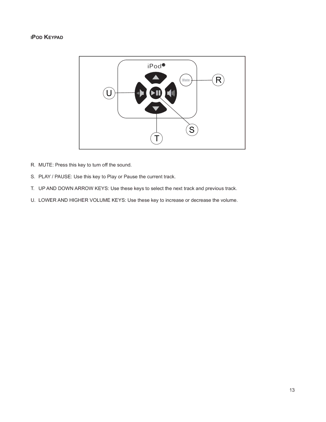 Life Fitness M051-00K63-A295 operation manual Ipod Keypad 