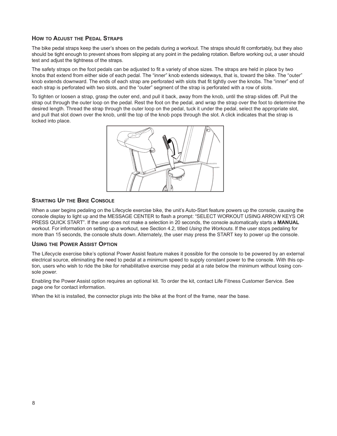 Life Fitness M051-00K63-A295 operation manual HOW to Adjust the Pedal Straps 