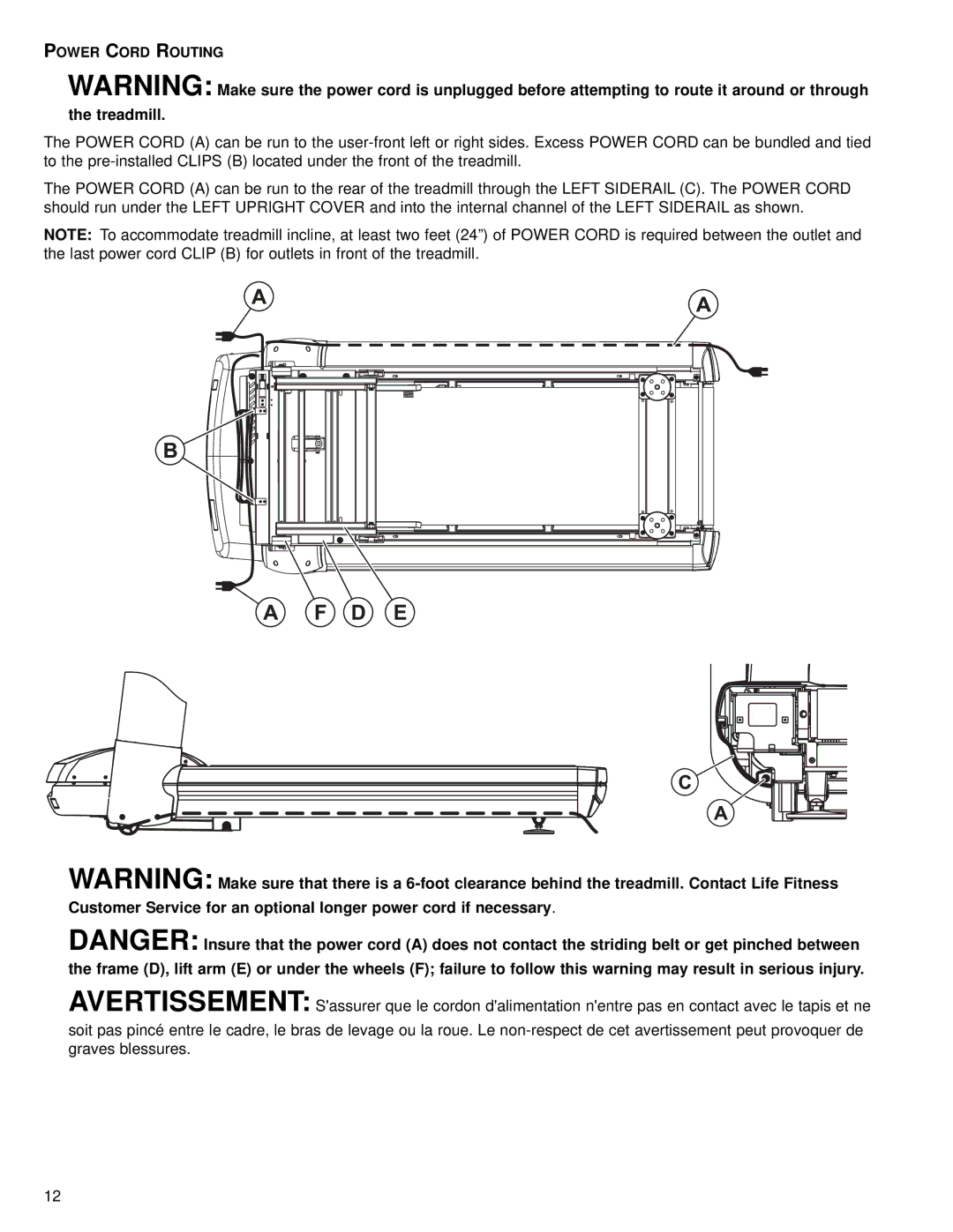 Life Fitness M051-00K65-A021 operation manual Power Cord Routing 