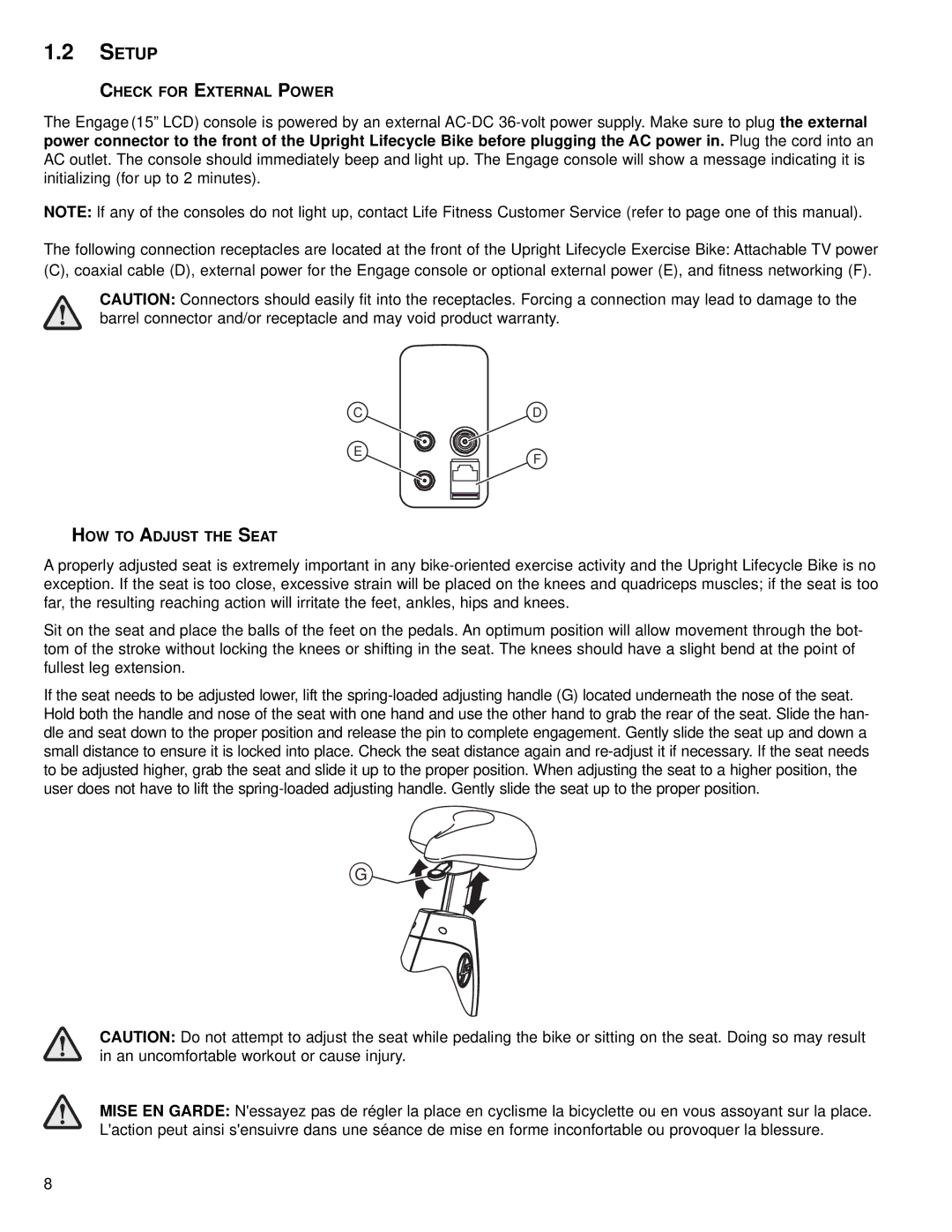 Life Fitness M051-00K67-A151 operation manual Check for External Power 