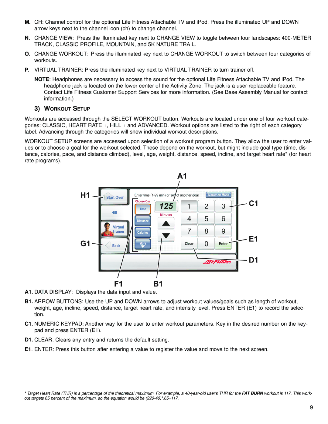 Life Fitness M051-00K70-B029 operation manual Workout Setup 