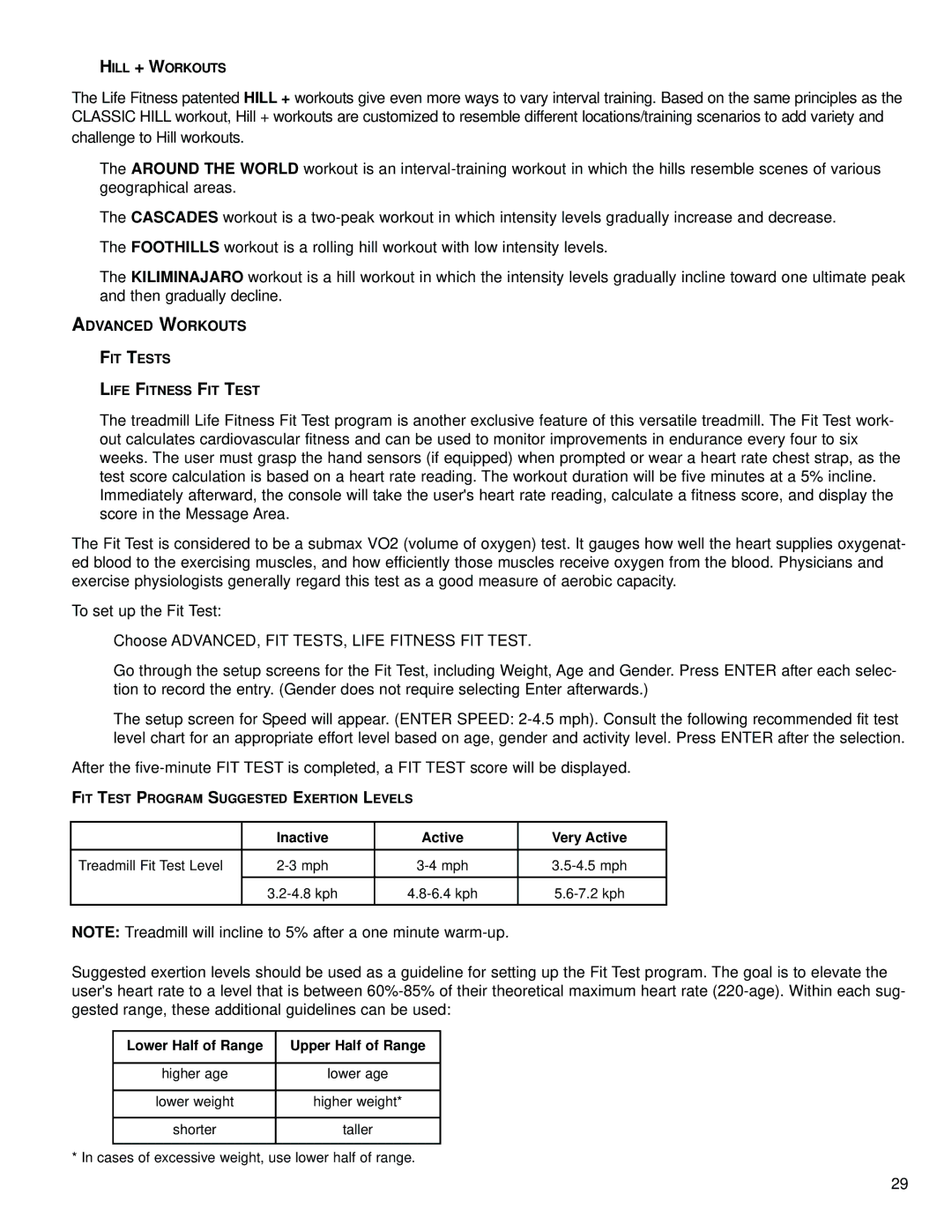 Life Fitness M051-00K70-B029 operation manual Advanced Workouts 