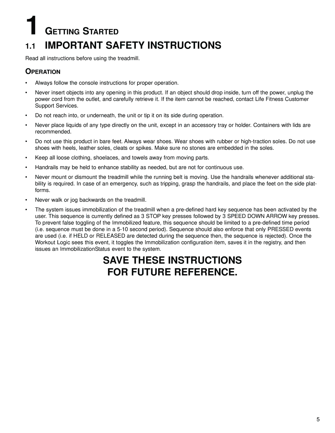 Life Fitness M051-00K70-B030 operation manual Important Safety Instructions, Operation 