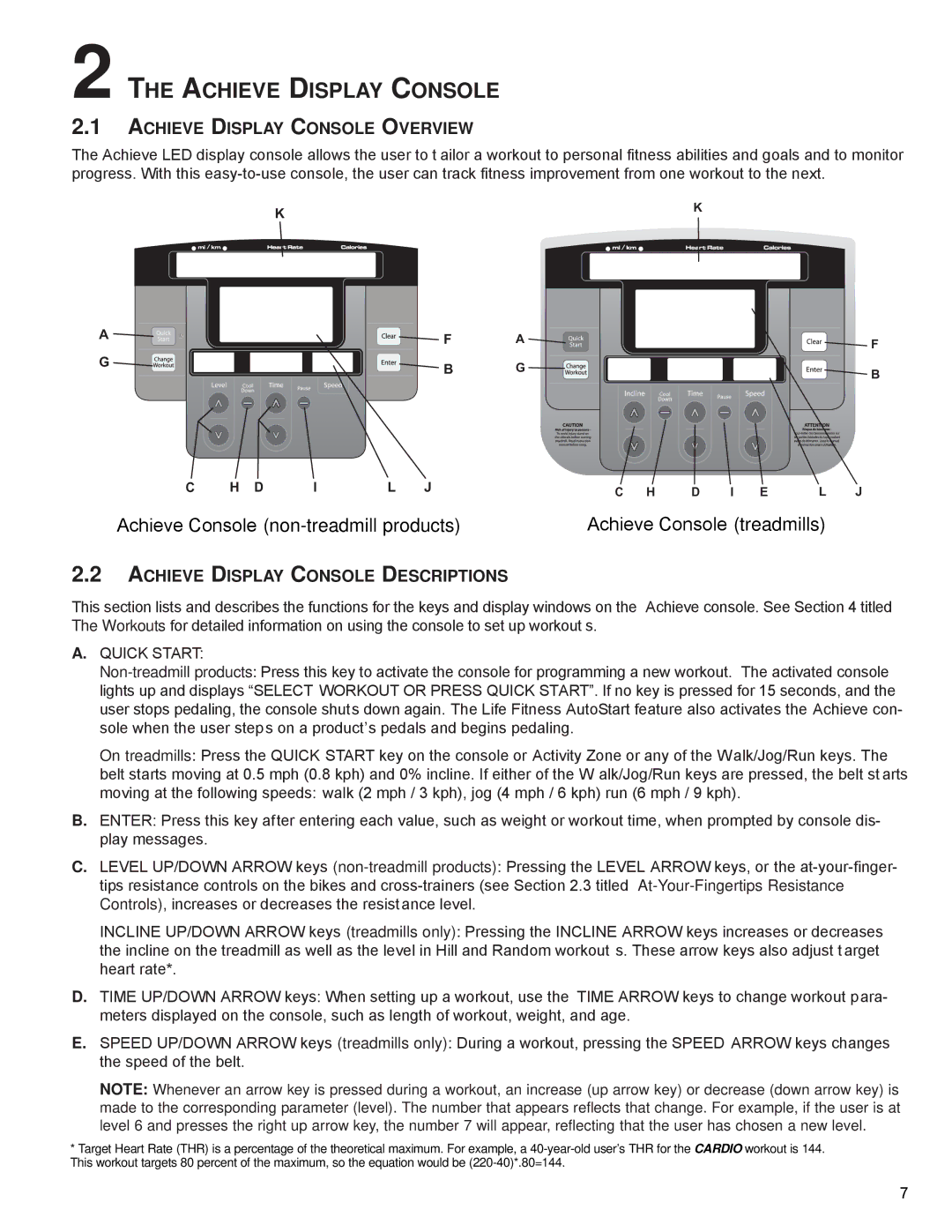 Life Fitness M051-00K70-C031 operation manual Achieve Display Console 