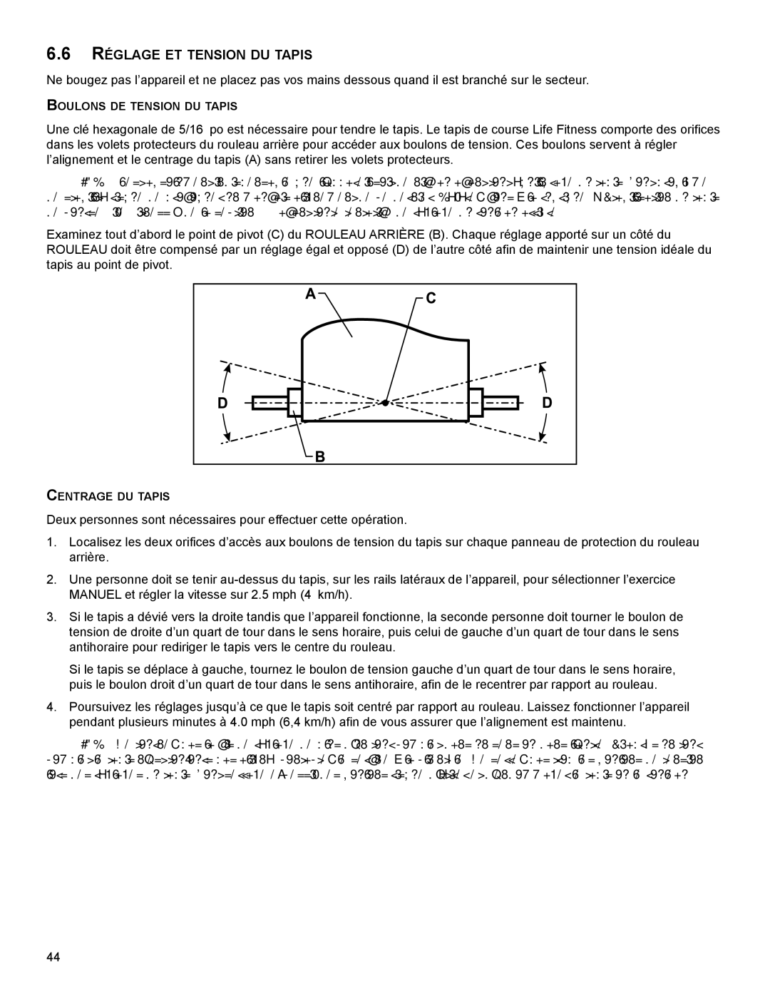 Life Fitness M051-00K79-A001 manuel dutilisation Réglage eT TensiOn dU TaPis 