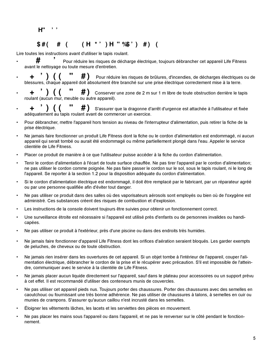 Life Fitness M051-00K79-A001 manuel dutilisation COnsignes de séCUriTé imPOrTanTes, Démarrage 