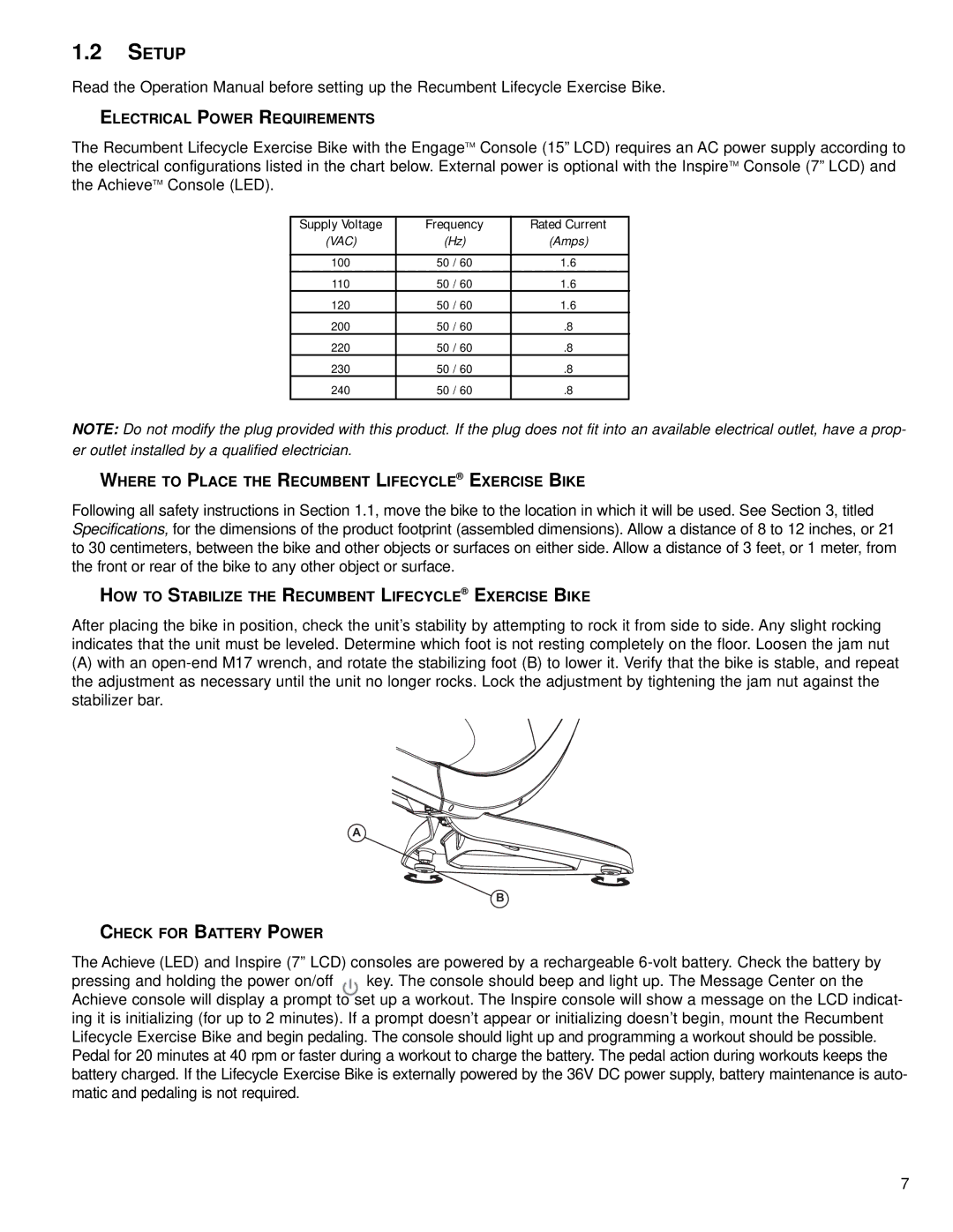 Life Fitness M051-0K66-A149 operation manual Setup 